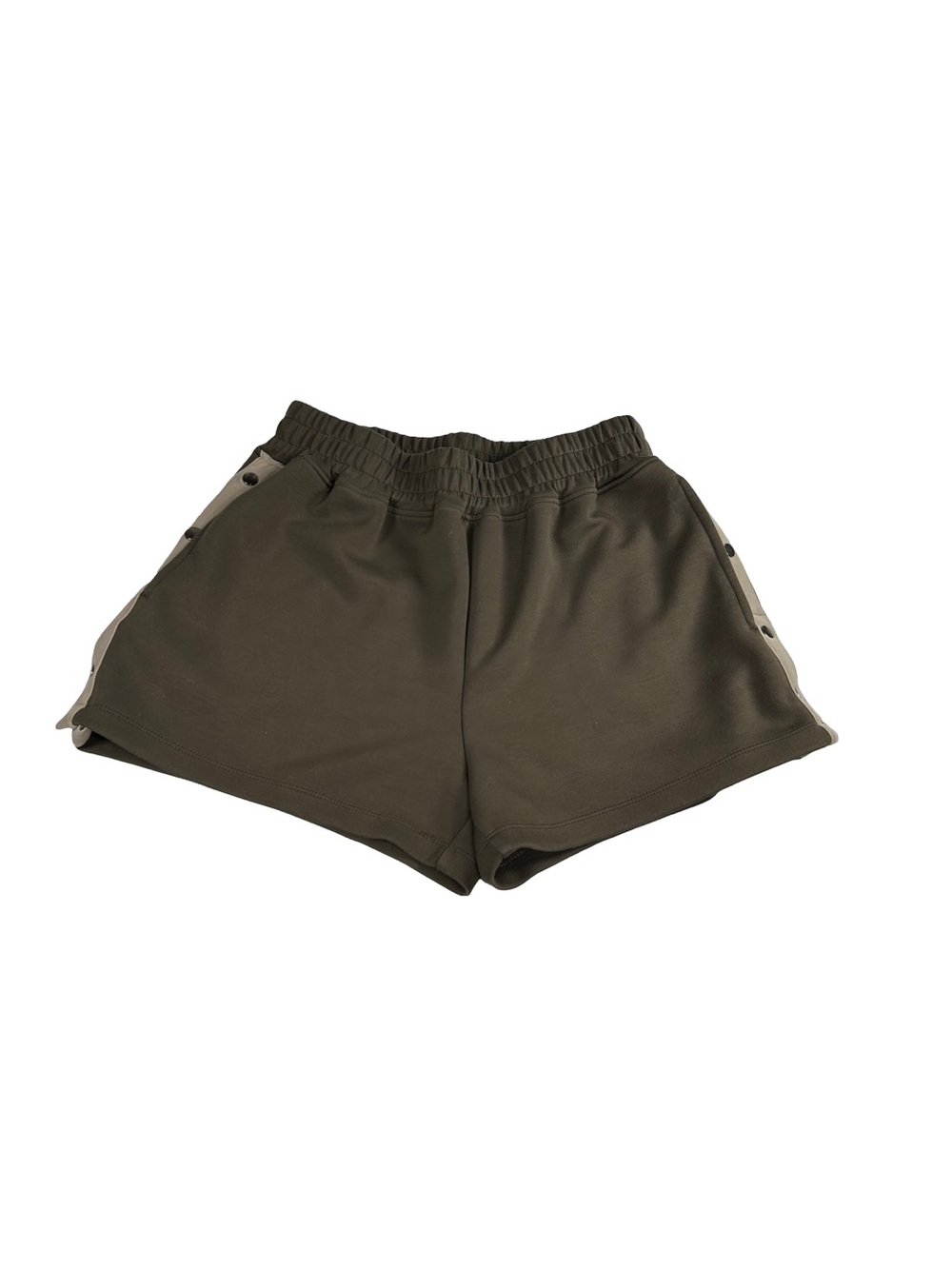 Mono B Olive Snap Side Athletic Shorts Women SM Y2K Athleisure Lounge Tearaway